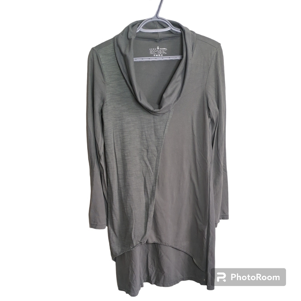 Neon Buddha Grey Multi Layered Mixed Media Cowl Neck‎ Dress Size XS